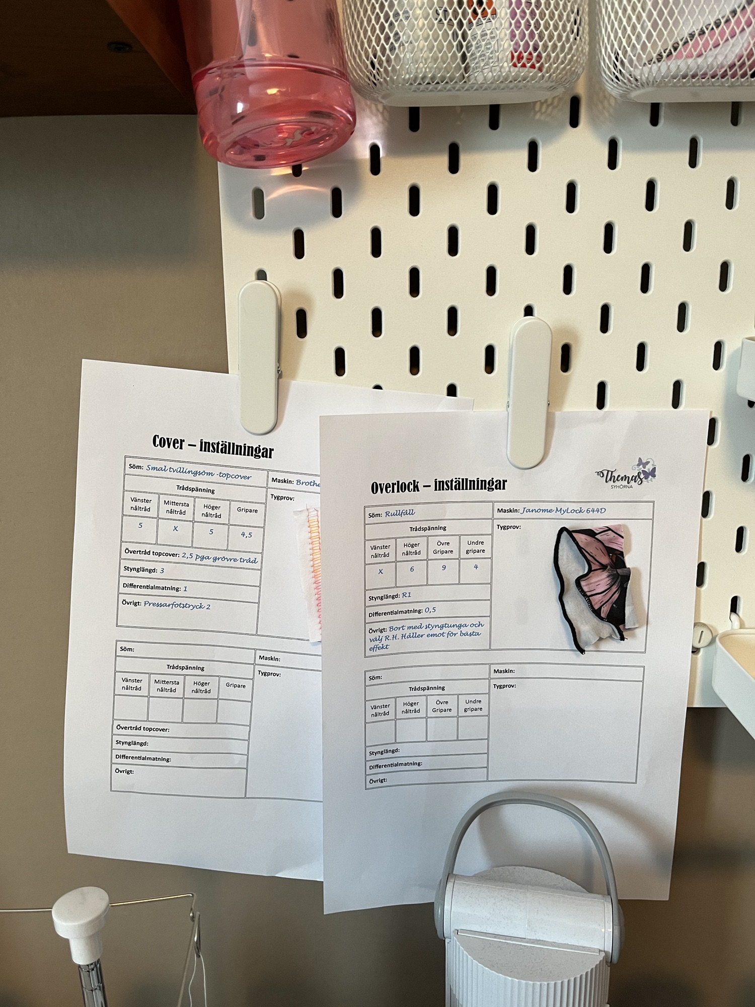 Fil: Mall för att anteckna inställningar på Overlock & Cover